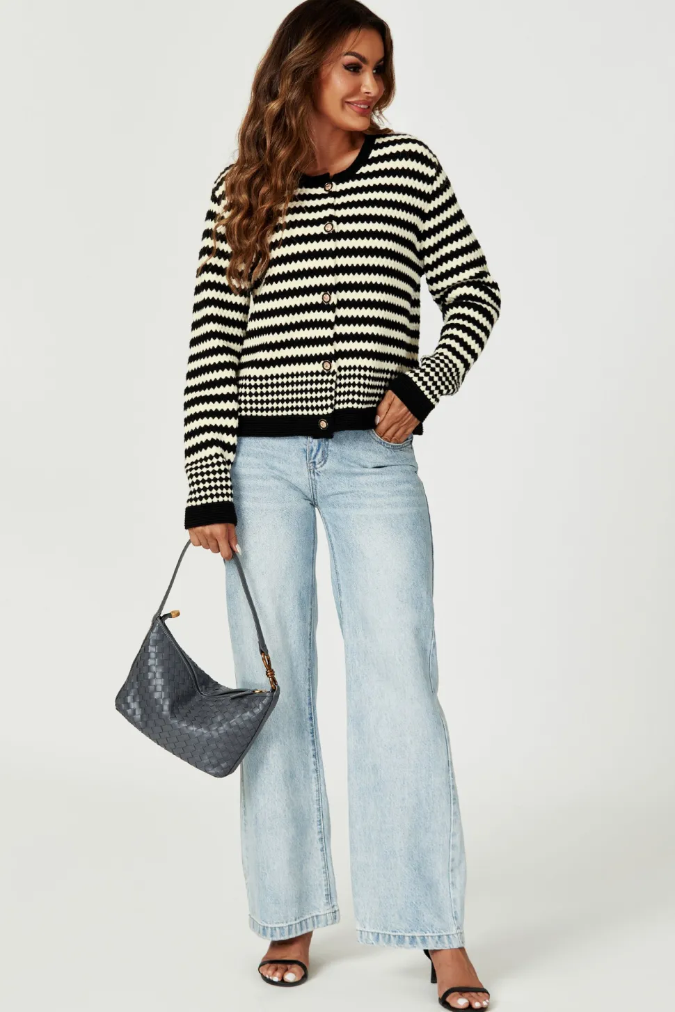 Braided Shoulder - Handbag In Grey