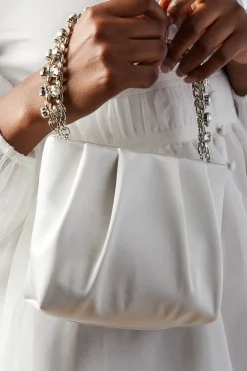 Bridal Jewelled Handle Satin Grab Bag