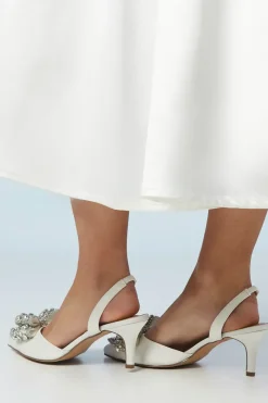 Bridal Sylvie Jewelled Bow Satin Slingback Court Shoes