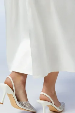 Bridal Tilly Diamante And Pearl Sling Back Pointed Court Shoes