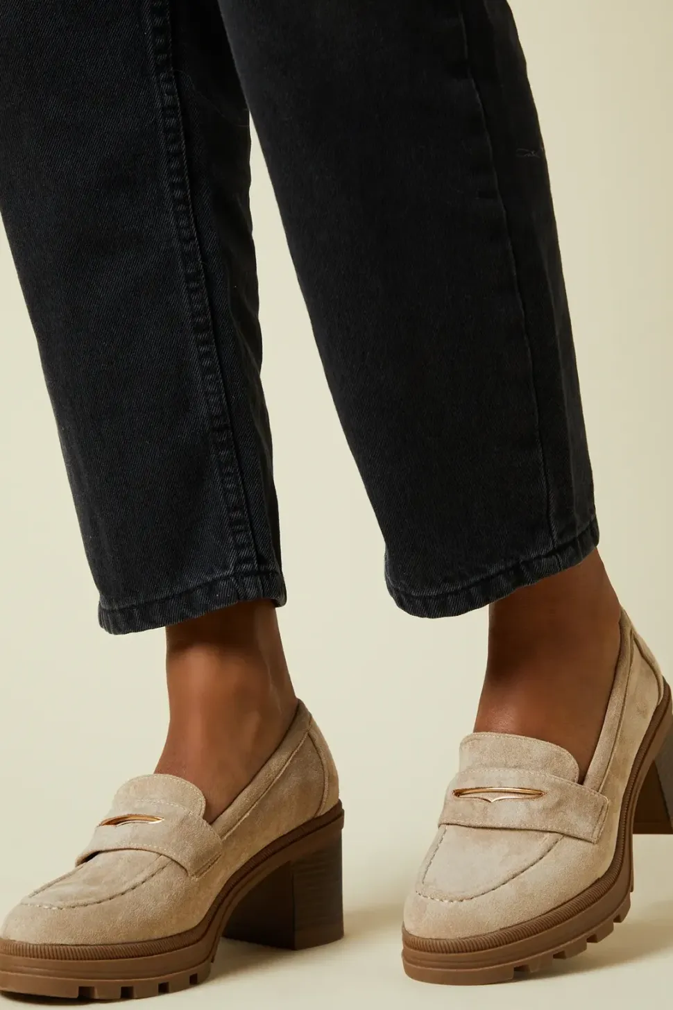 Brielle Faux Suede Heeled Chunky Loafer