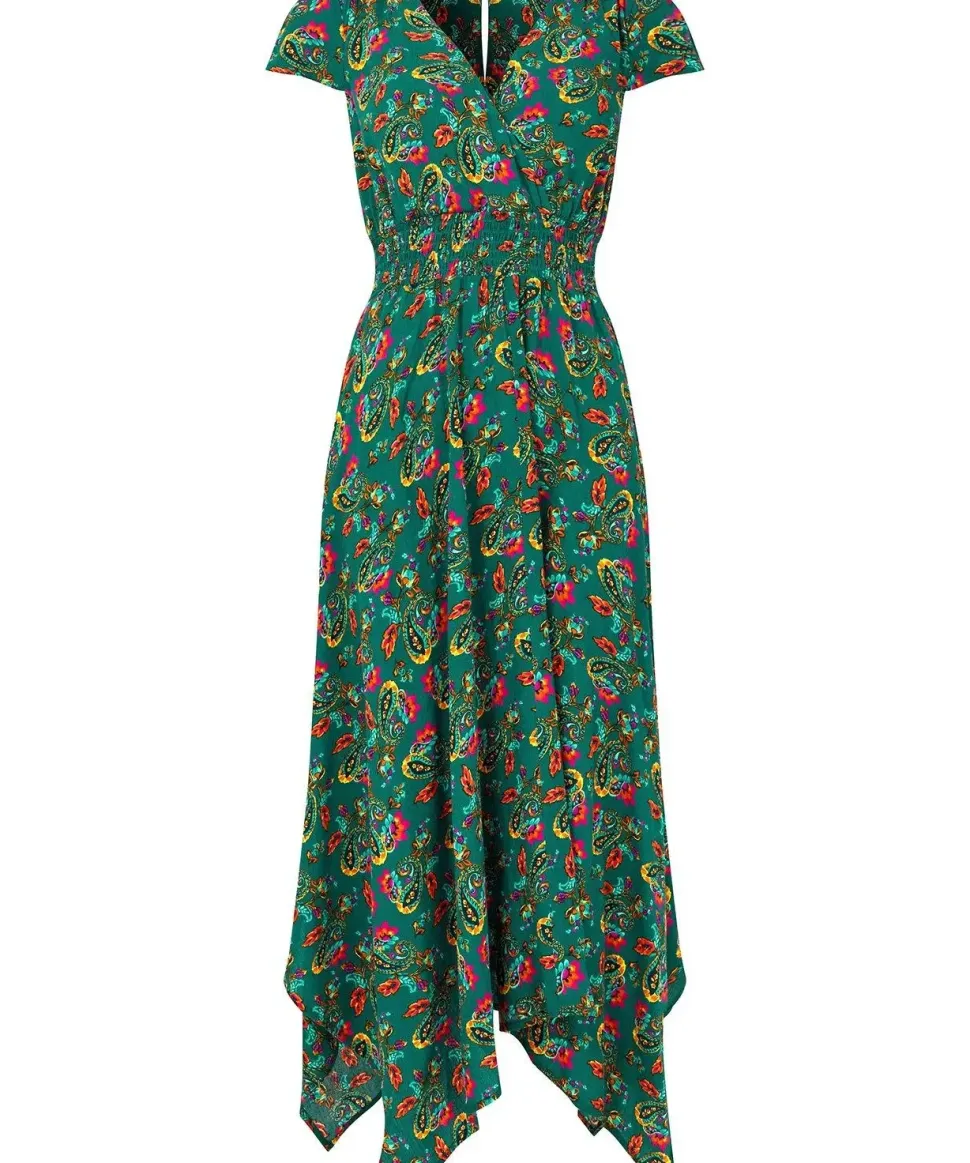 Bright Paisley V-Neck Dress
