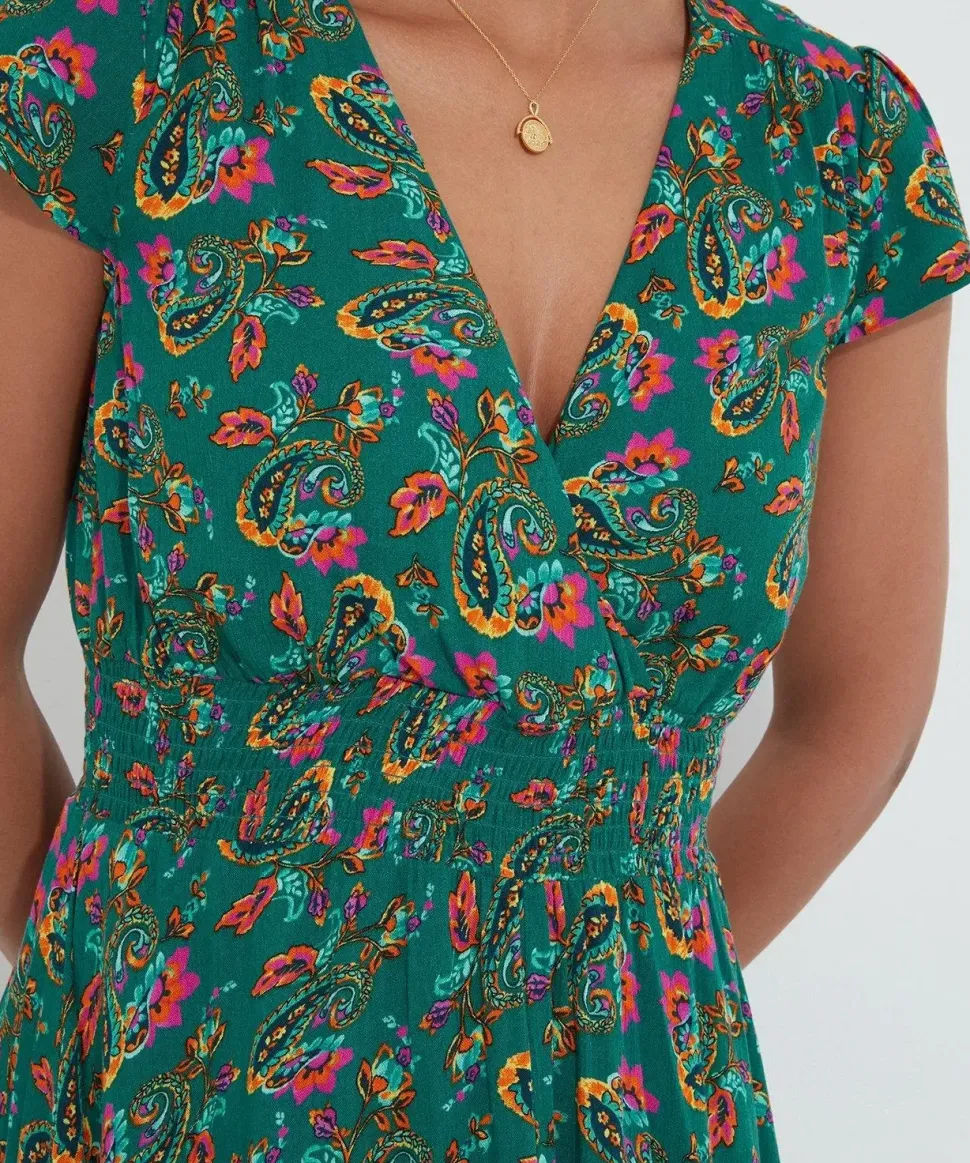 Bright Paisley V-Neck Dress