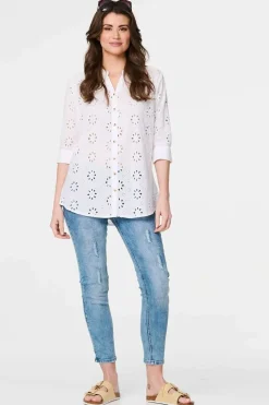 Broderie Anglaise 3/4 Sleeve Shirt