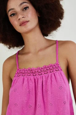 Broderie Detail Cami Top in Sustainable Cotton