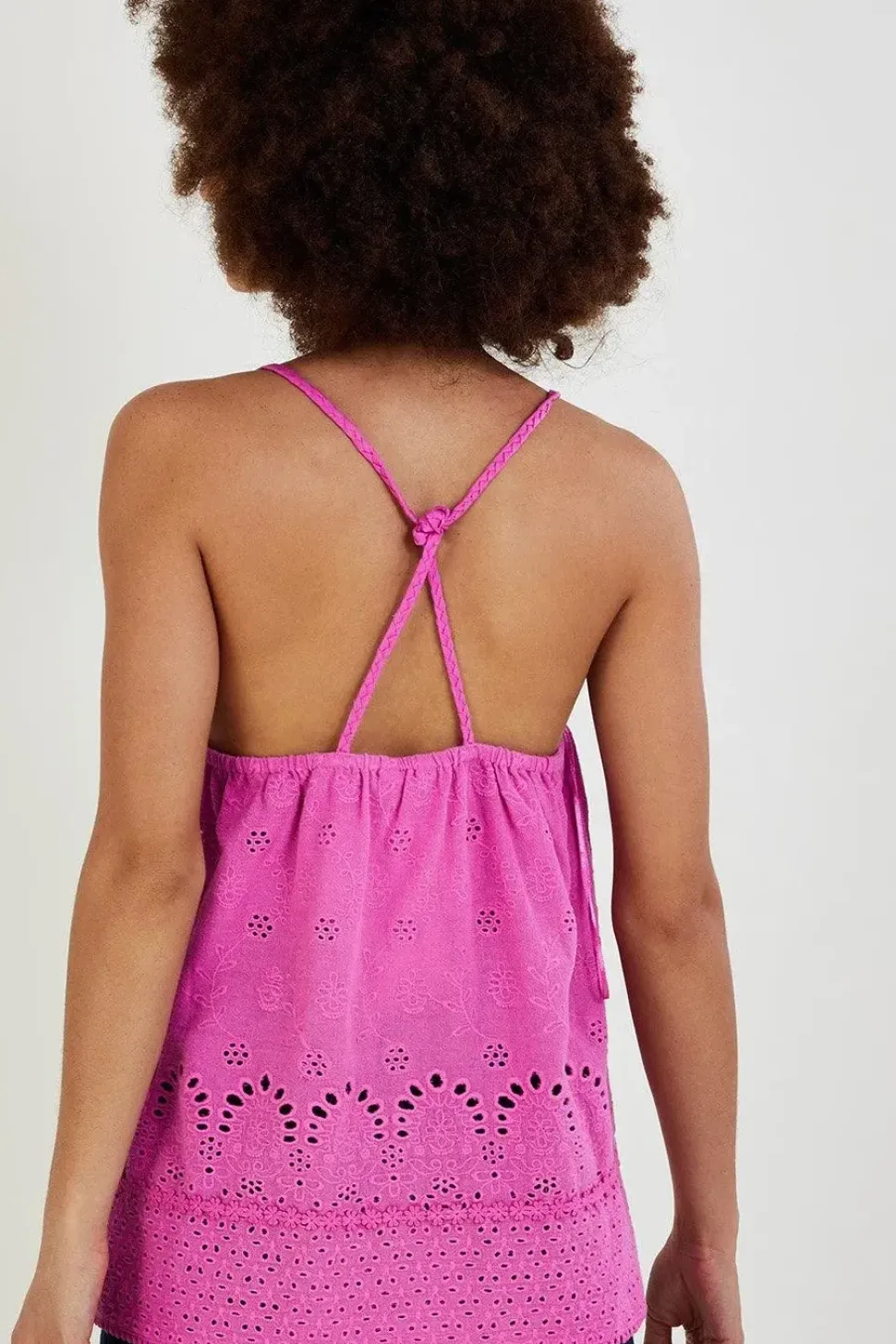 Broderie Detail Cami Top in Sustainable Cotton