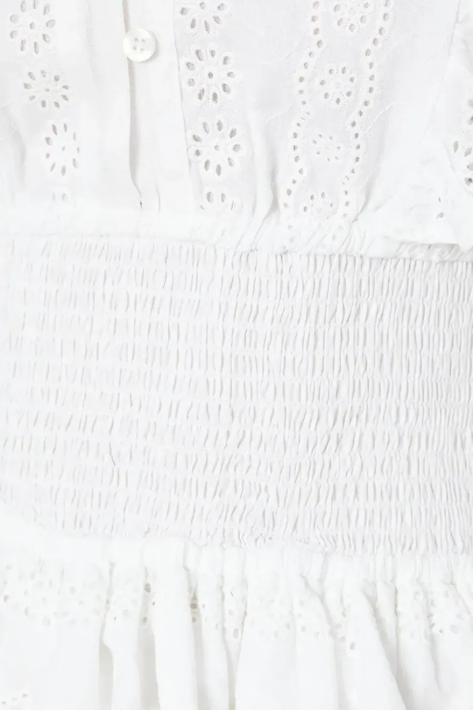Broderie Frill Detail Shirred Waist Mini Dress