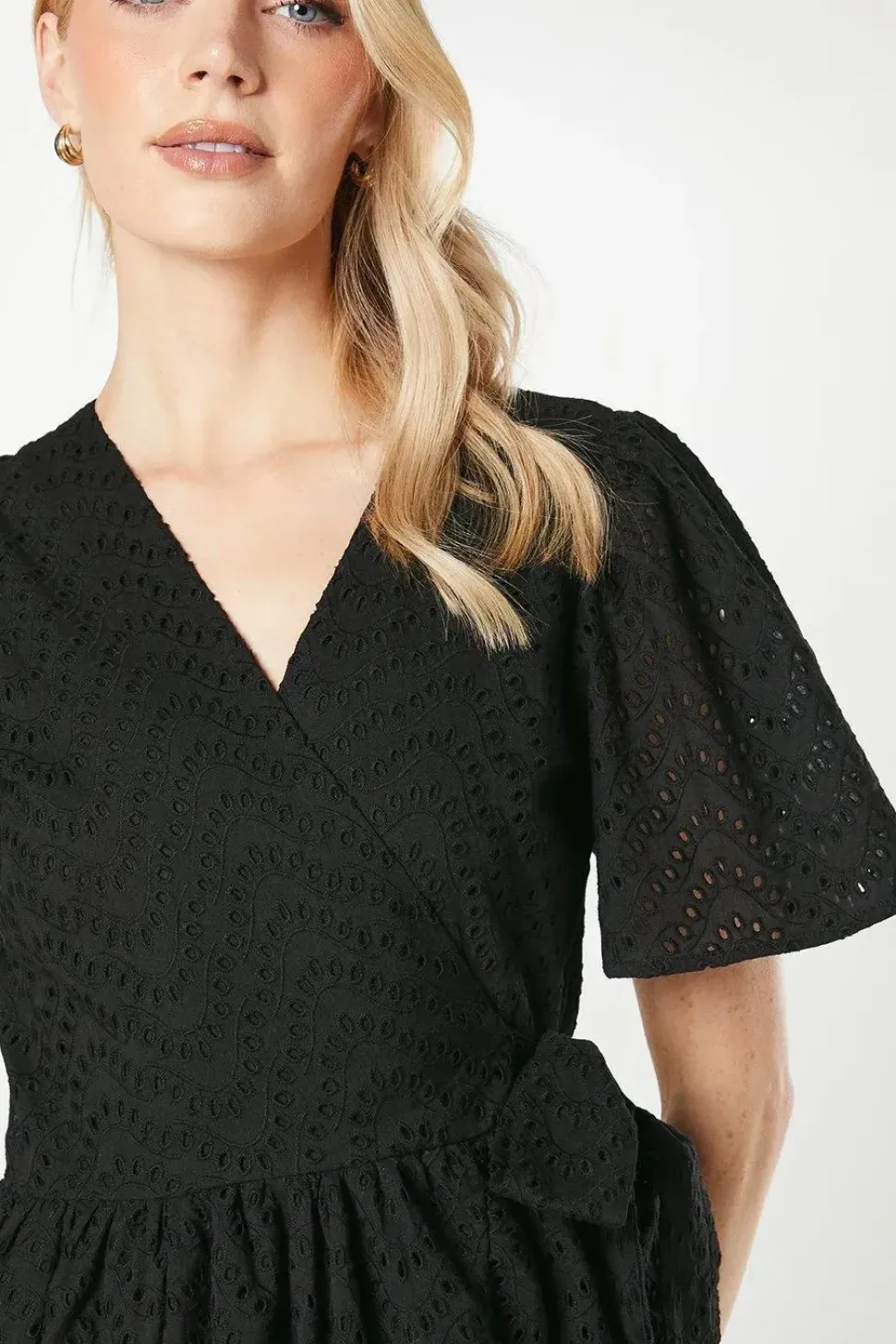 Broderie Frill Wrap Dress