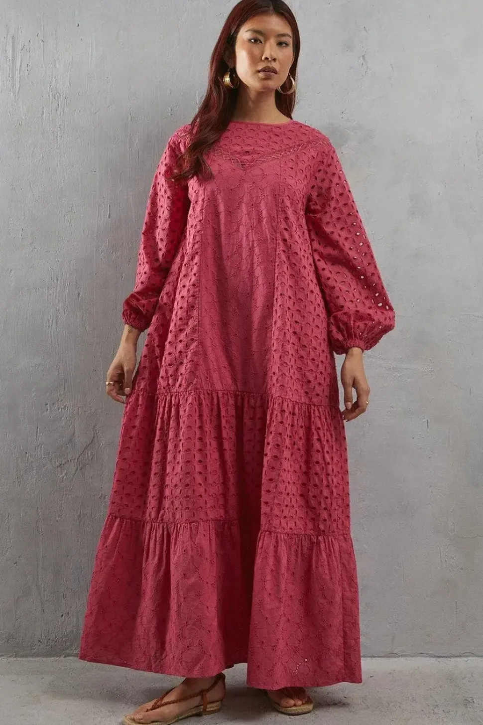 Broderie Ladder Trim Maxi Dress
