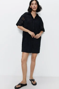 Broderie Mini Shirt Dress