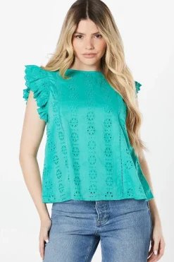 Broderie Ruffle Sleeve Top