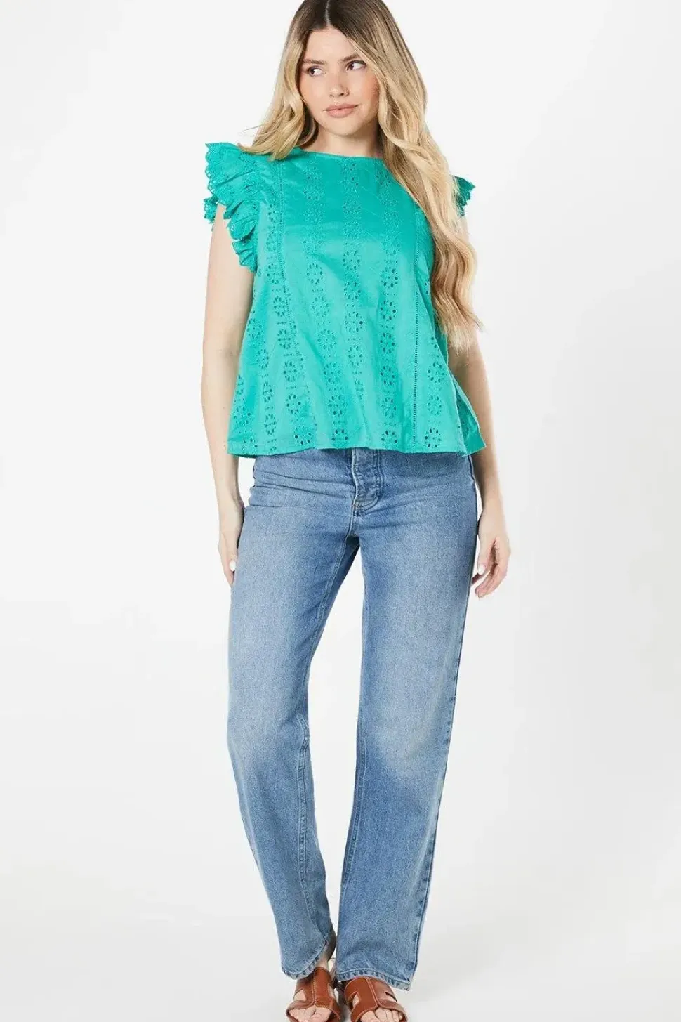 Broderie Ruffle Sleeve Top