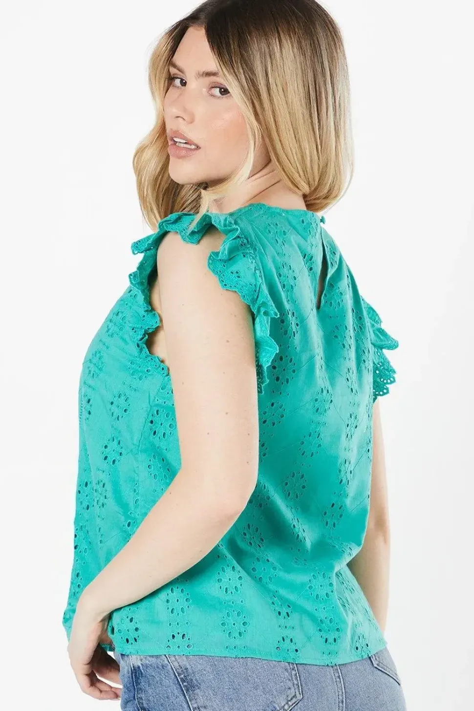 Broderie Ruffle Sleeve Top