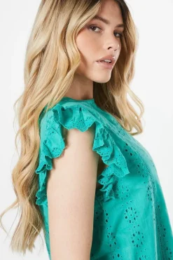 Broderie Ruffle Sleeve Top