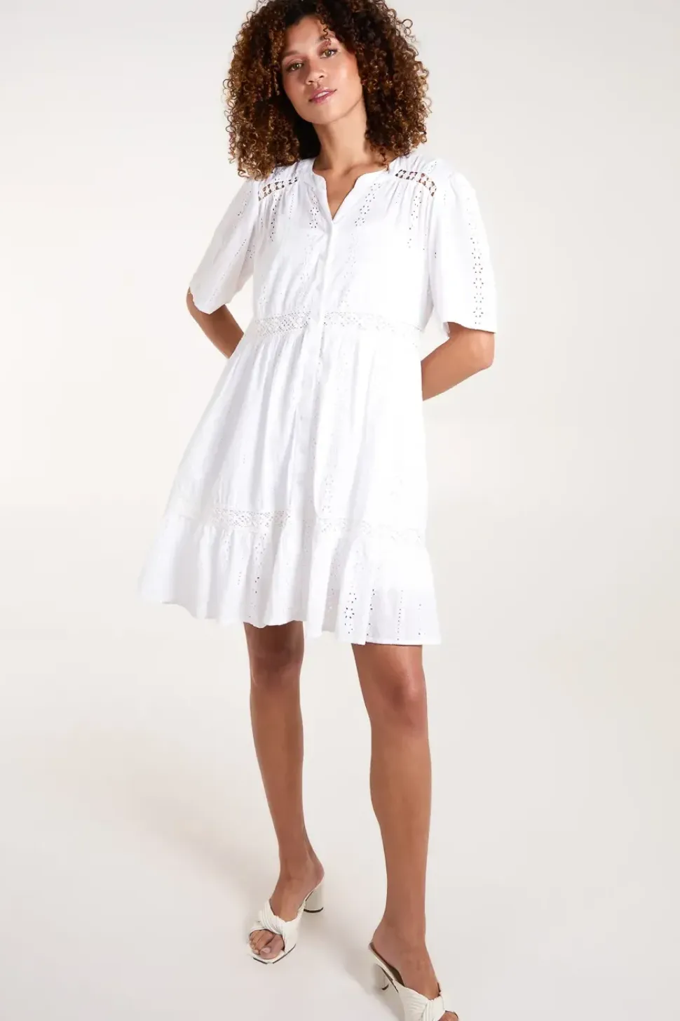 Broderie Tiered Mini Dress