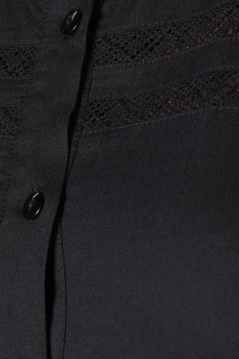 Broderie Trim Button Front Midi Dress