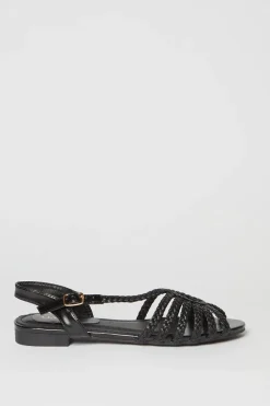 Bronte Plaited Slingback Peeptoe Flat Sandals