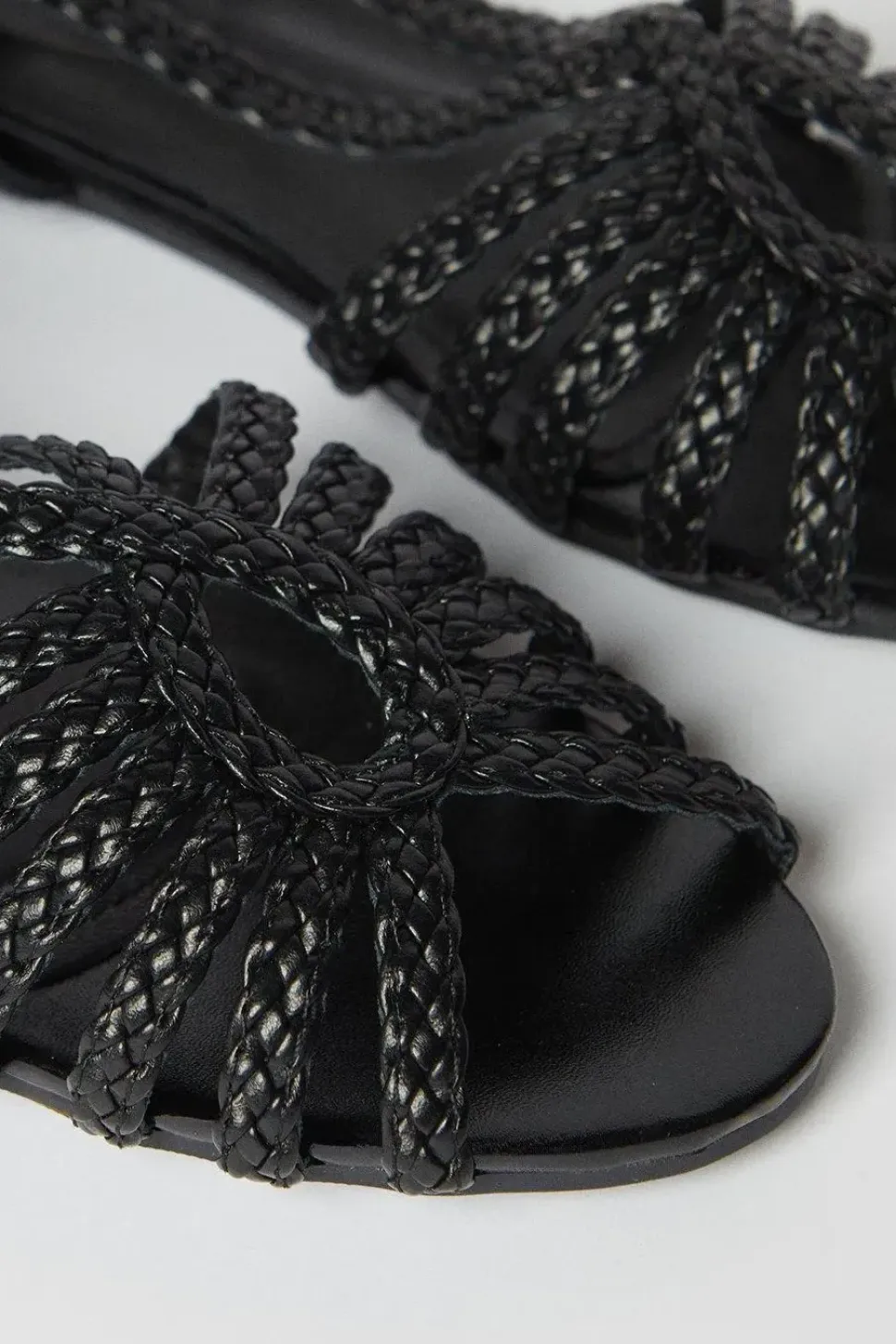 Bronte Plaited Slingback Peeptoe Flat Sandals