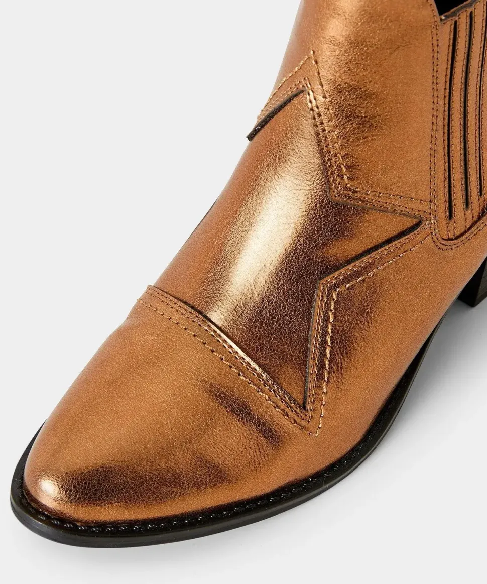 Bronze Metallic Western Ankle Boots