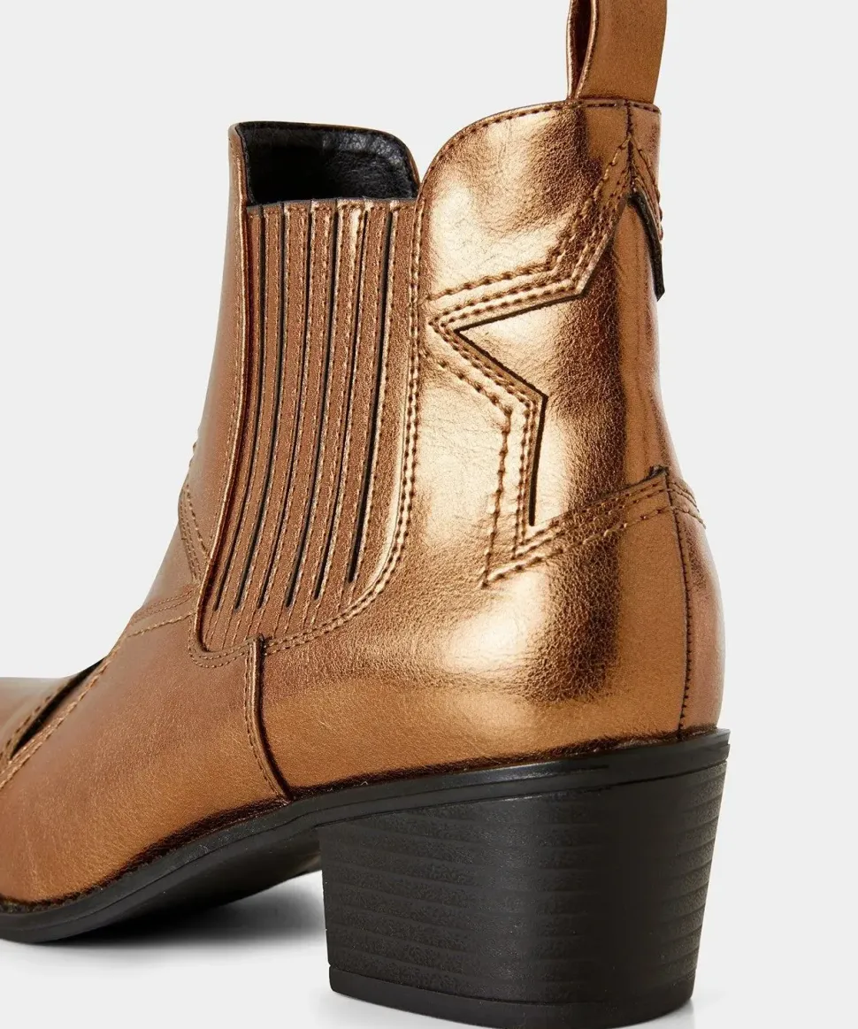 Bronze Metallic Western Ankle Boots
