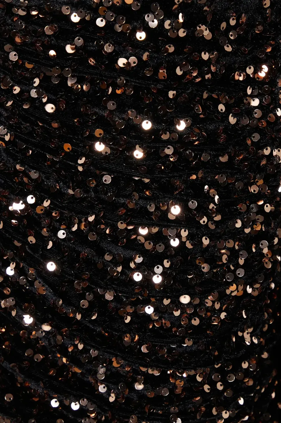 Bronze Ruched Velvet Sequin Mini Dress