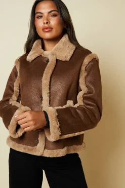 Brown Suede Cropped Aviator Jacket