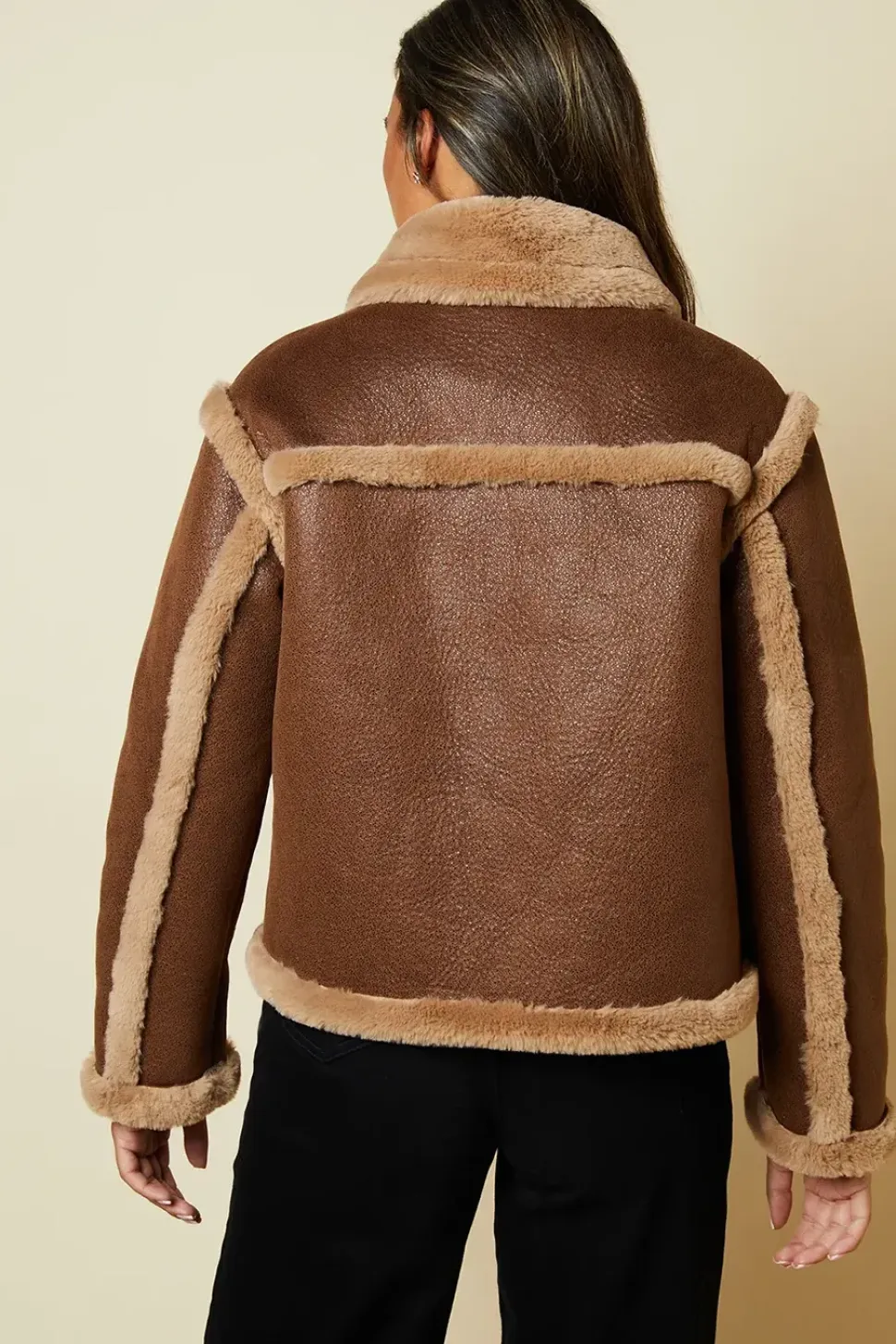 Brown Suede Cropped Aviator Jacket