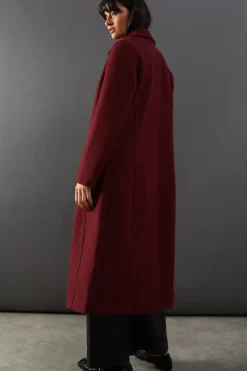 Brushed Button Through Tailored Coat