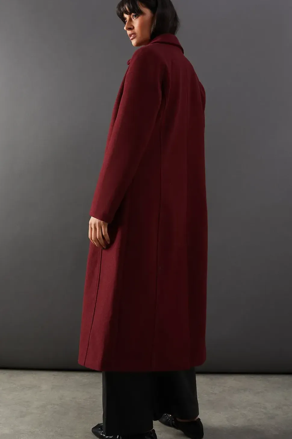 Brushed Button Through Tailored Coat
