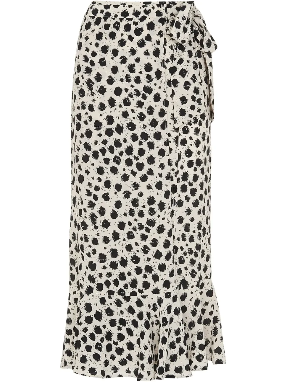 Brushed Dalmatian Wrap Skirt-Animal Print
