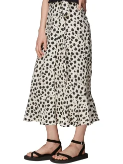 Brushed Dalmatian Wrap Skirt-Animal Print