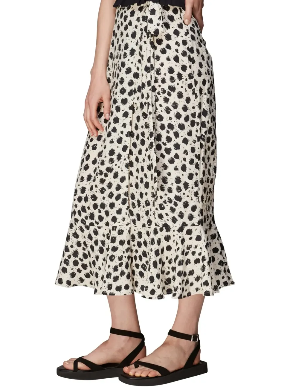 Brushed Dalmatian Wrap Skirt-Animal Print