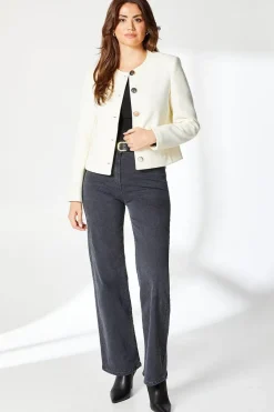 Brushed Faux Wool Collarless Jacket