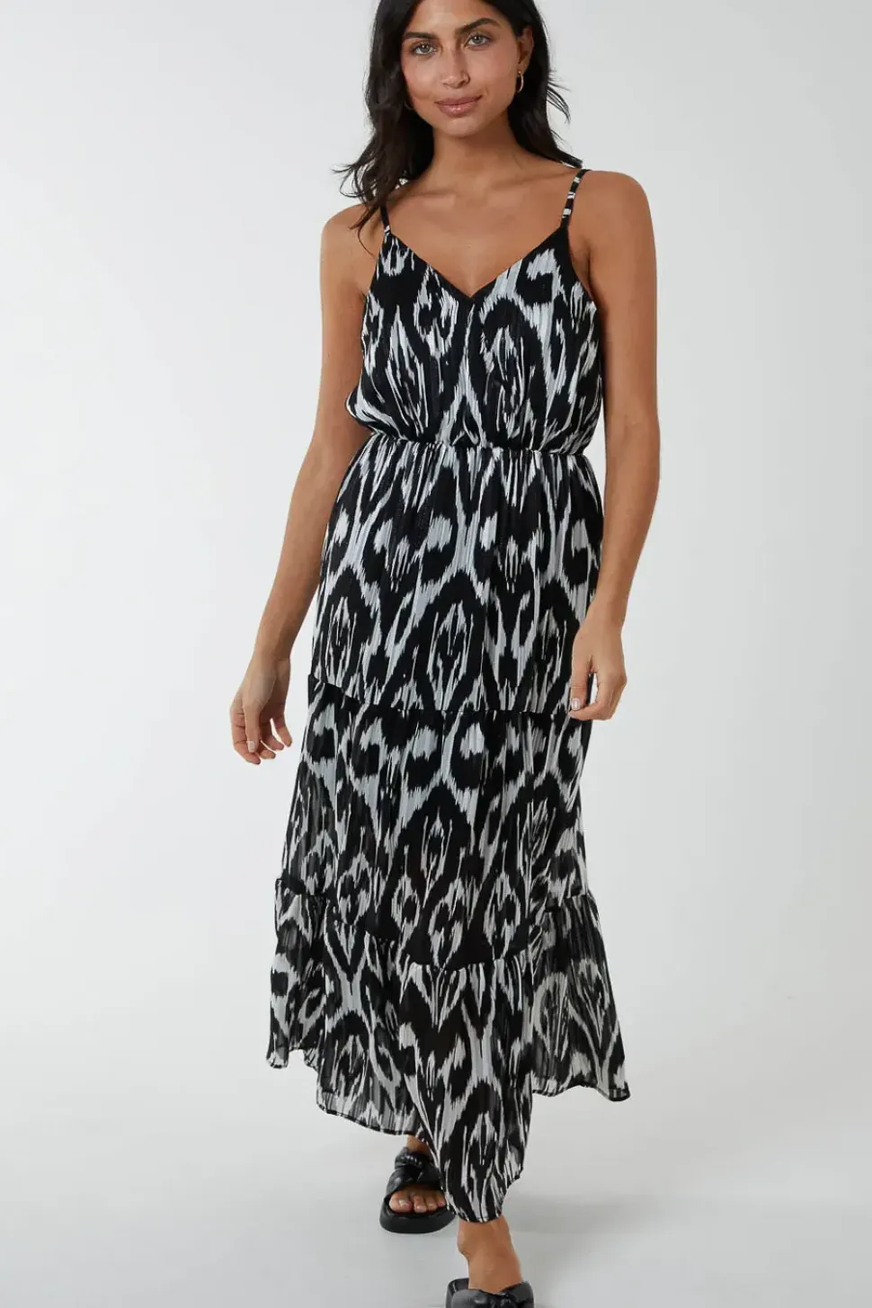 Brushed Print Wrap Dress