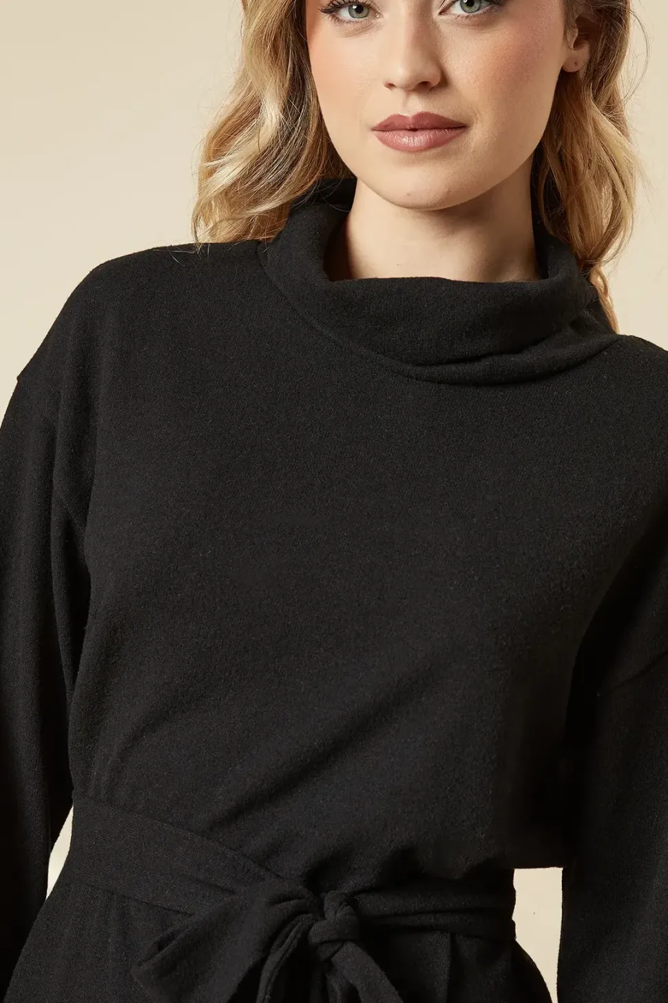 Brushed Roll Neck Mini Dress