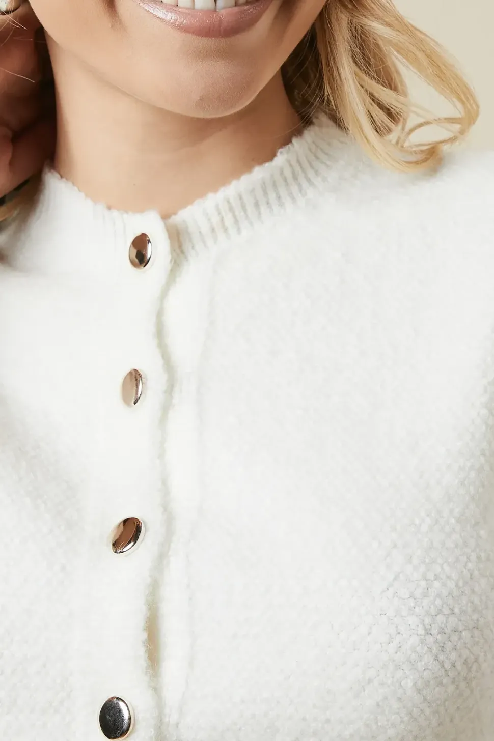 Brushed Short Sleeve Button Down Crop Cardigan
