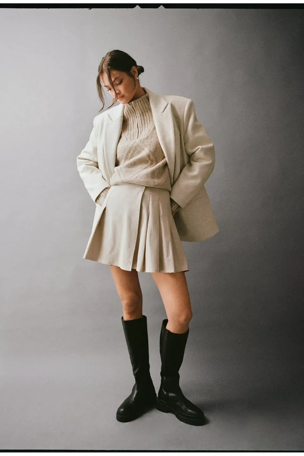 Brushed Wool Blend Blazer Coat