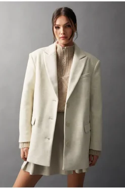 Brushed Wool Blend Blazer Coat