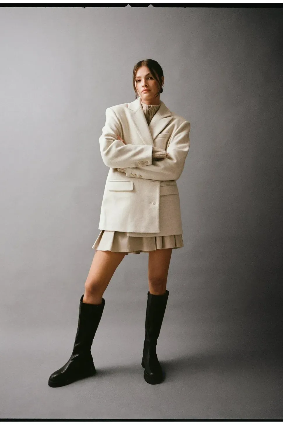 Brushed Wool Blend Blazer Coat