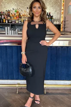 Buckle Detail Bodycon Midi Dress