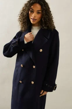 Buckle Detail Double Breasted Coat