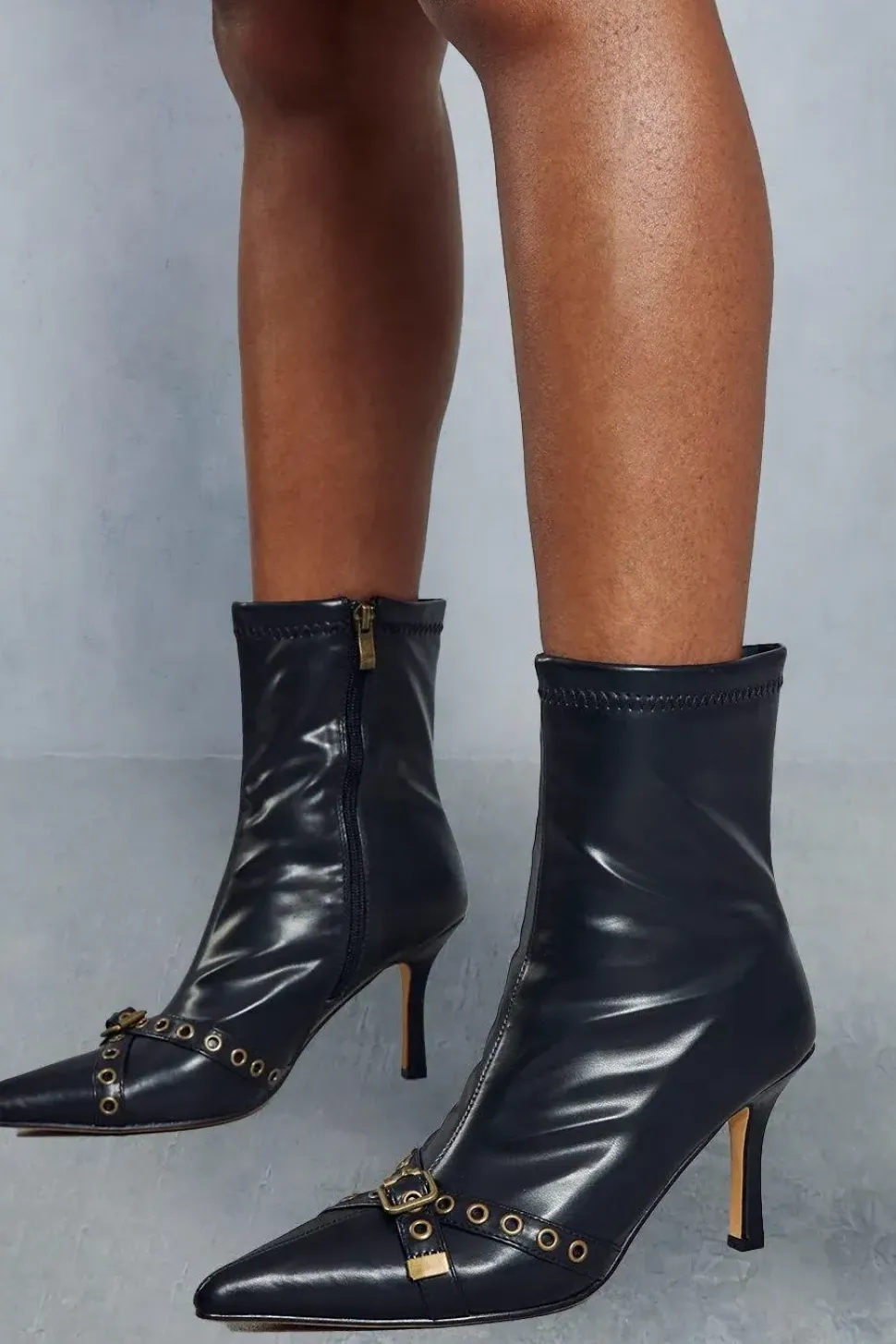 Buckle Detail Heeled Ankle Boots