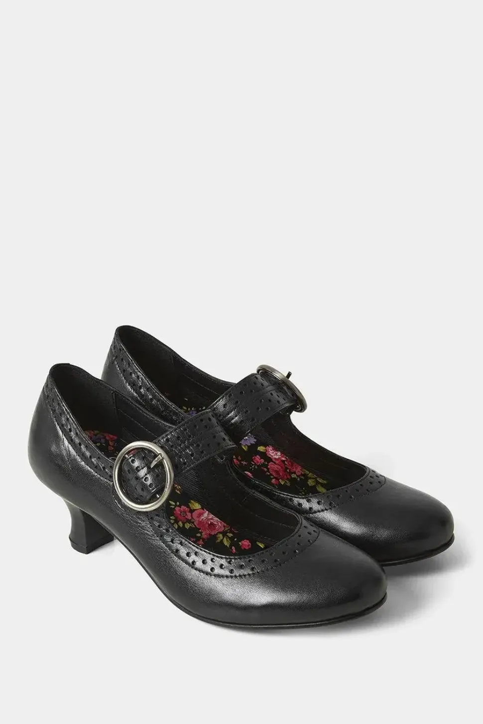 Buckle Detail Leather Mary Jane Heels