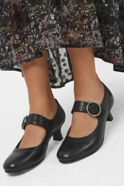 Buckle Detail Leather Mary Jane Heels