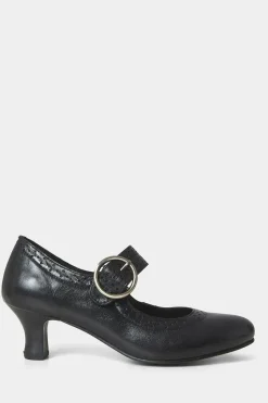 Buckle Detail Leather Mary Jane Heels