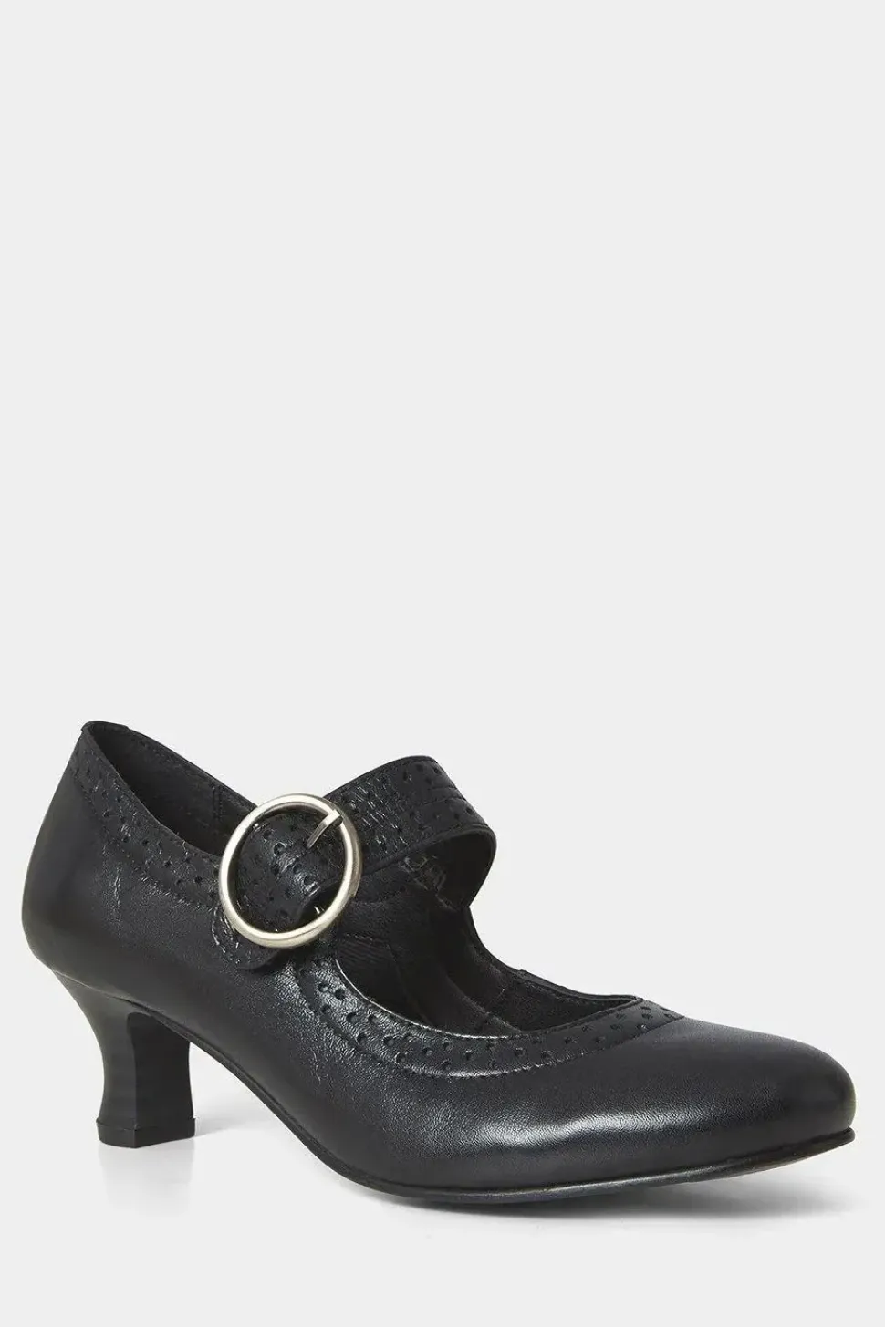 Buckle Detail Leather Mary Jane Heels