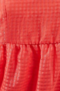 Burnout Gingham Organza Square Neck Midaxi Dress