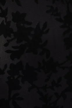 Burnout Jacquard Tie Neck Plunge Maxi Dress