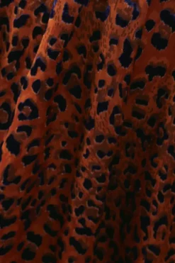 Burnout Leopard Velvet Plunge Neck Waisted Midi Dress