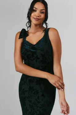 Burnout Tie Shoulder Bridesmaid Dress